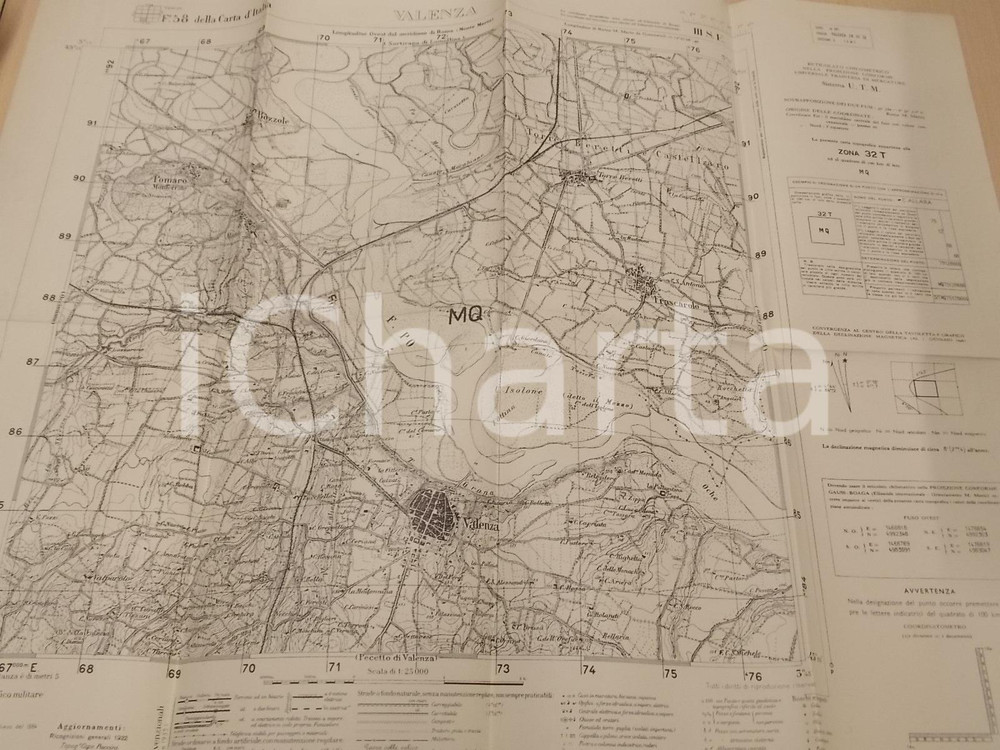 Mappa, planimetria storica 1935 ca Istituto Geografico Militare CARTA D ITALIA  VALENZA AL  Mappa 1