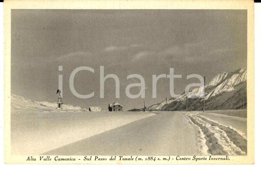 Cartolina originale da collezione 1935 PASSO DEL TONALE  ALTA VAL CAMONICA Centro Sports Invernali Cartolina FP 1