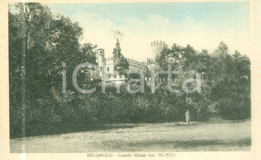 Cartolina originale da collezione 1935 ca RIVAROLO CANAVESE TO Veduta del castello MalgrÃ  Cartolina FP NV 1