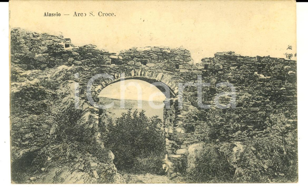 Cartolina originale da collezione 1910 ca ALASSIO SV Veduta con l Arco S. CROCE Cartolina postale FP VG 1