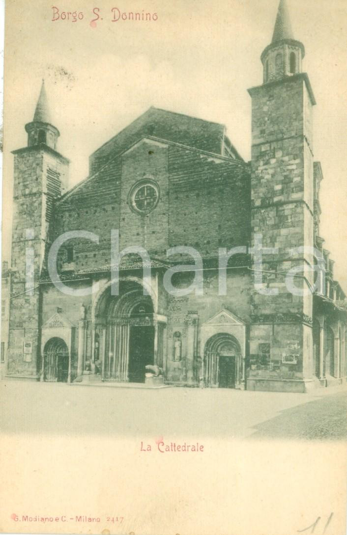Cartolina originale da collezione 1900 ca BORGO SAN DONNINO / FIDENZA La Cattedrale Cartolina FP NV 1