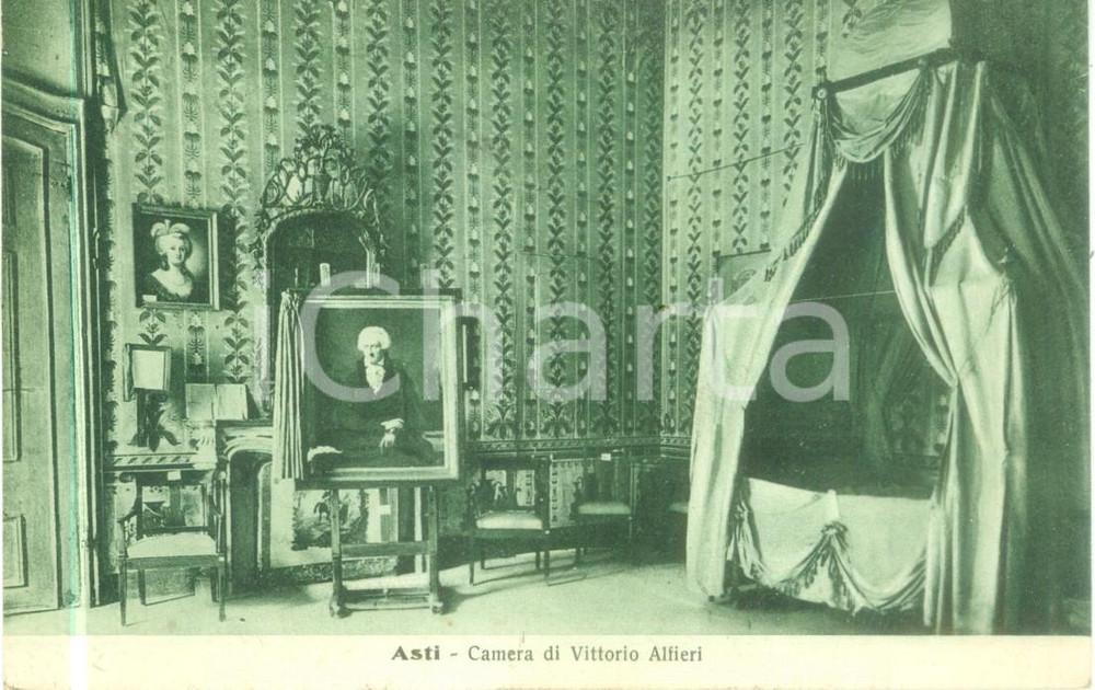 Cartolina originale da collezione 1931 ASTI Camera da letto di Vittorio ALFIERI Cartolina postale FP VG 1
