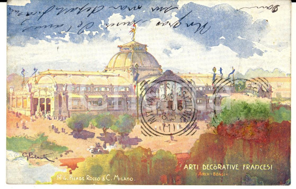 Cartolina originale da collezione 1906 MILANO Esposizione Internazionale ARTI DECORATIVE FRANCESI Cartolina 1