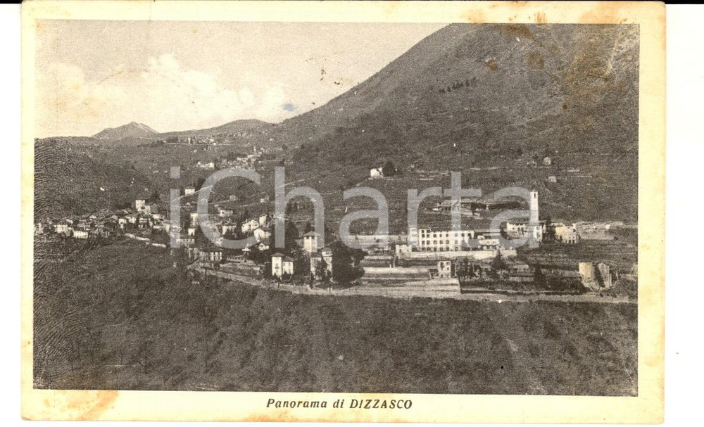 Cartolina originale da collezione 1951 DIZZASCO CO Panorama del paese Cartolina postale FP VG 1