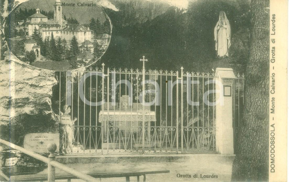 Cartolina originale da collezione 1916 DOMODOSSOLA Grotta di Lourdes Monte Calvario Cartolina FP VG 1