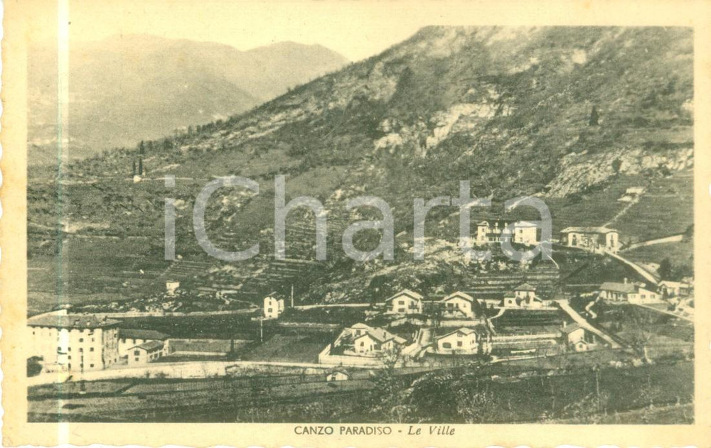 Cartolina originale da collezione 1943 CANZO CO Panorama delle ville di PARADISO Cartolina FP VG 1