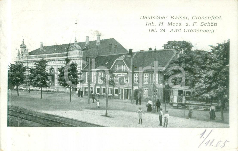 Cartolina originale da collezione 1908 CRONENFELD GERMANIA Ristorante Deutscher Kaiser Cartolina FP VG 1