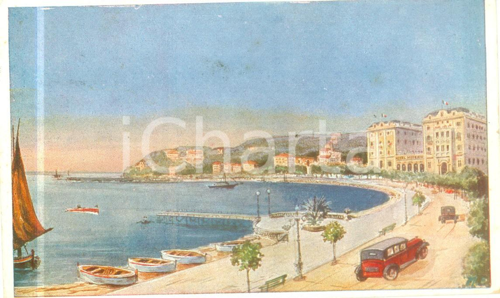 Cartolina originale da collezione 1933 RAPALLO GE Grand Hotel Moderno Cartolina ILLUSTRATA FP VG 1