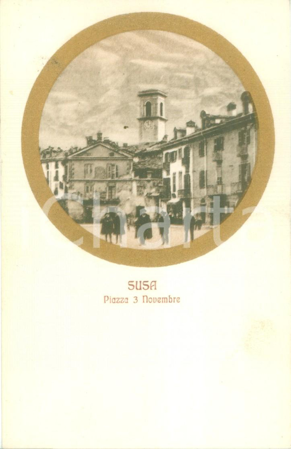 Cartolina originale da collezione 1930 ca SUSA TO Piazza III Novembre Cartolina EXCELSIOR FP NV 1