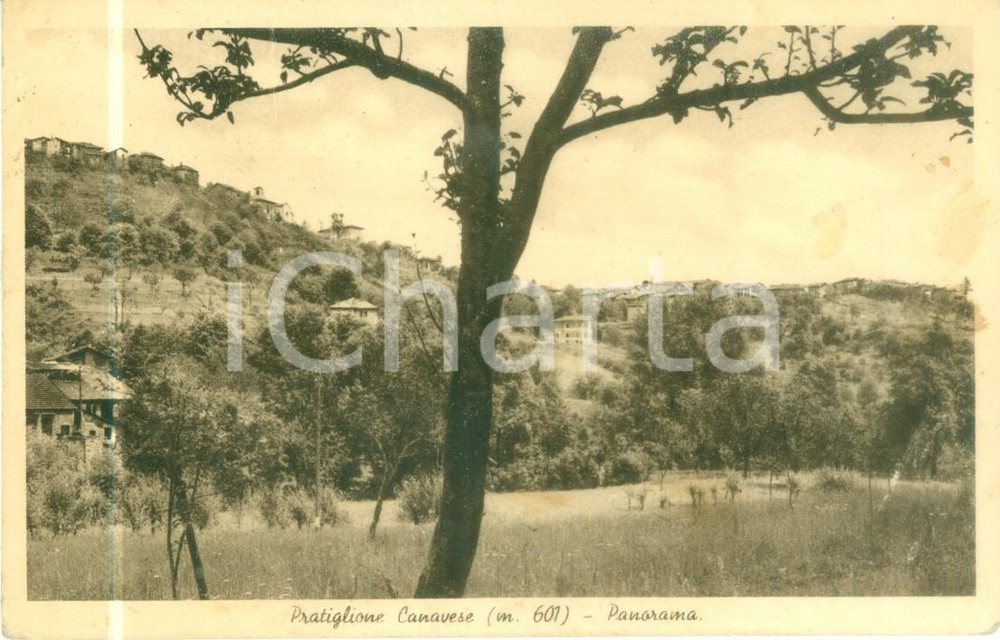 Cartolina originale da collezione 1940 PRATIGLIONE TO Panorama del paese dal bosco Cartolina FP VG 1