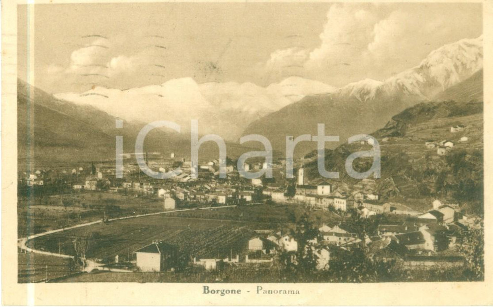 Cartolina originale da collezione 1939 BORGONE SUSA TO Panorama del paese Cartolina postale FP VG 1