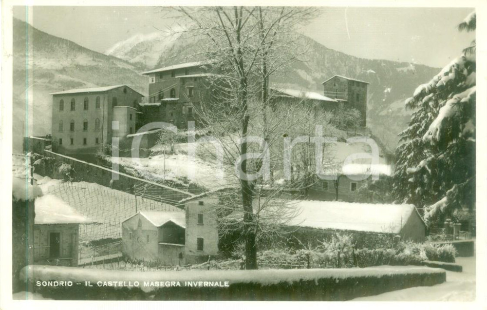 Cartolina originale da collezione 1944 SONDRIO Il castello MASEGRA innevato Cartolina FP VG 1