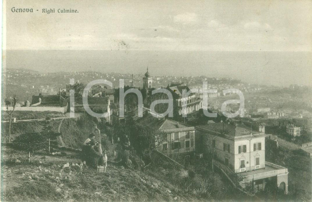 Cartolina originale da collezione 1923 GENOVA Panorama di RIGHI Cartolina postale ANIMATA FP VG 1
