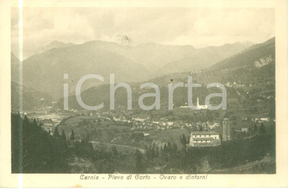 Cartolina originale da collezione 1930 ca OVARO UD Panorama di PIEVE DI GORTO in Carnia Cartolina FP NV 1