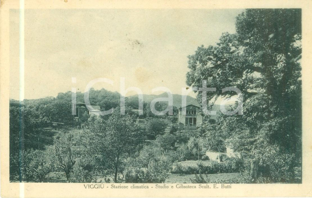 Cartolina originale da collezione 1931 VIGGIÃ™ VA Studio gipsoteca scultore Enrico BUTTI Cartolina FP VG 1