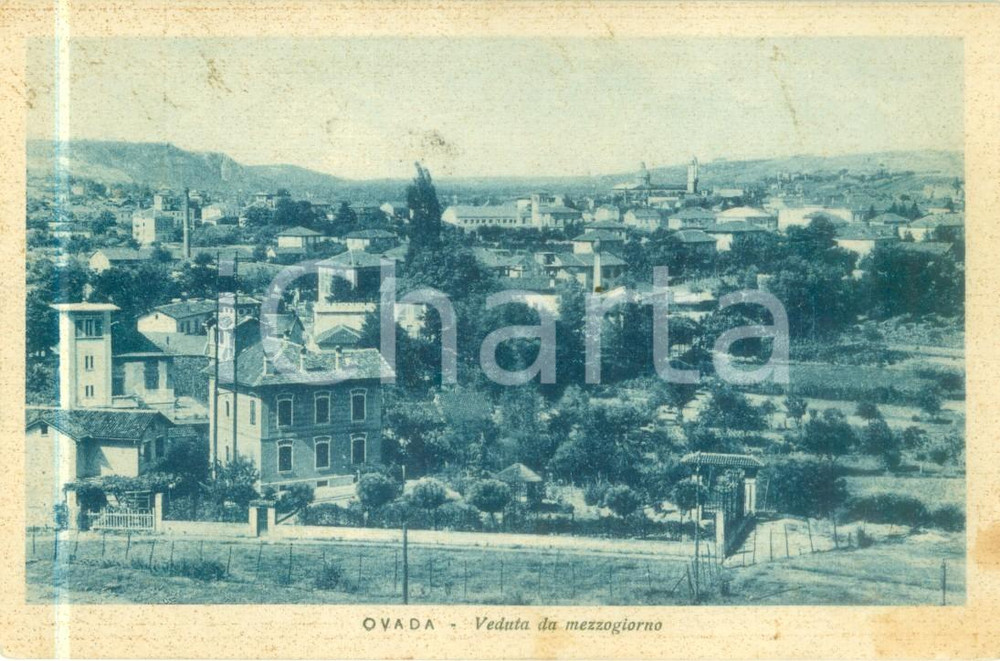 Cartolina originale da collezione 1943 OVADA AL Panorama da mezzogiorno Cartolina FP VG 1