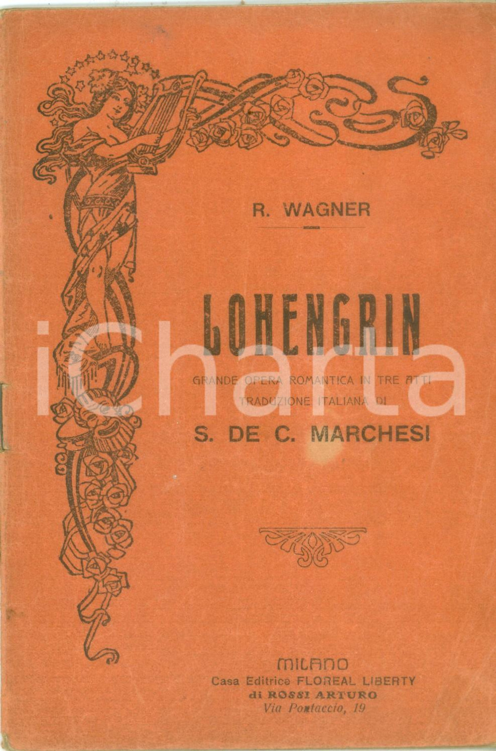 Oggetto da collezione cartaceo 1910 ca Riccardo WAGNER Lohengrin Grande opera romantica Ed. Floreal Liberty 1
