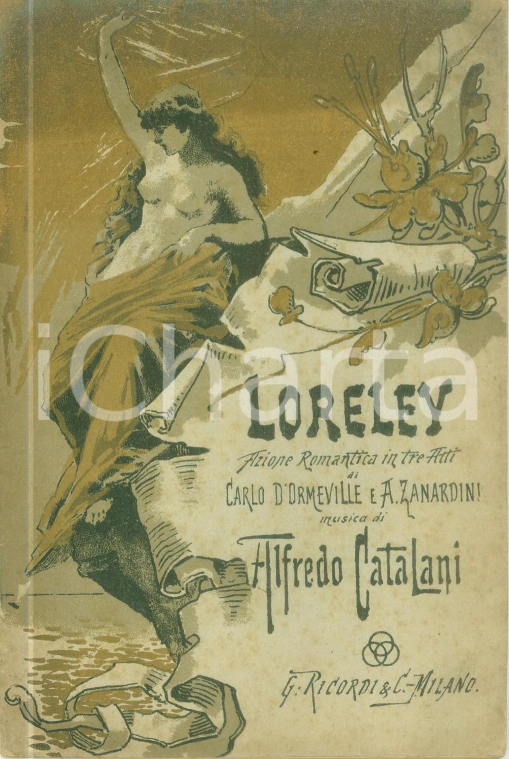 Oggetto da collezione cartaceo 1917 Carlo D ORMEVILLE Alfredo CATALANI Loreley Azione romantica Libretto 1