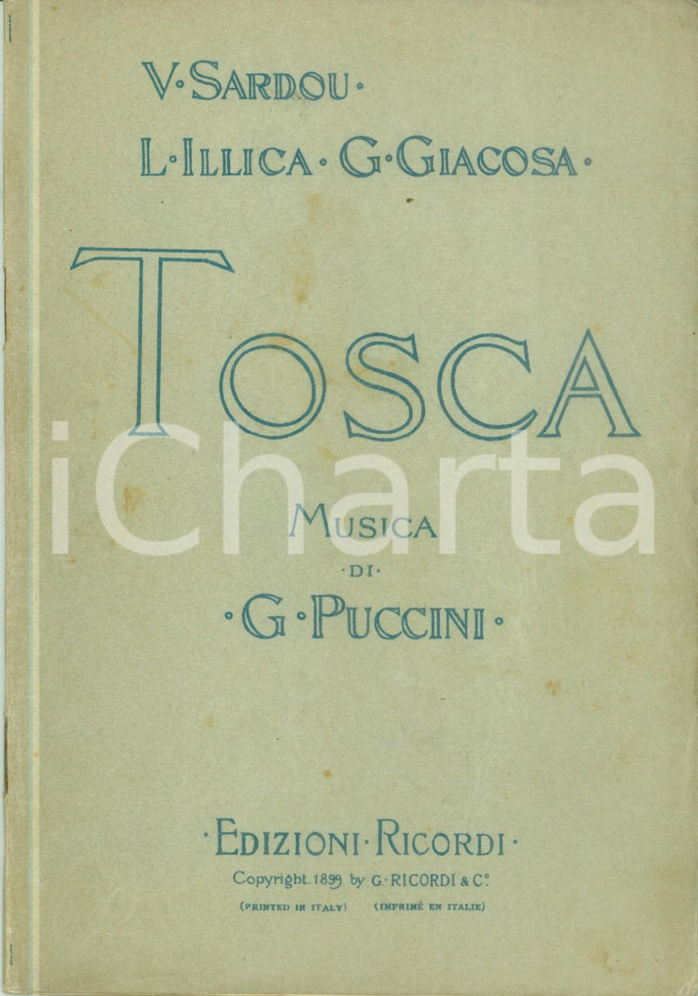 Oggetto da collezione cartaceo 1928 Luigi ILLICA Giuseppe GIACOSA Tosca Musica PUCCINI Edizioni RICORDI 1