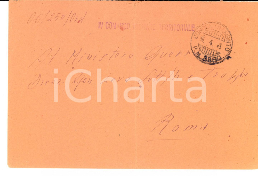 Cartolina originale da collezione 1945 STORIA POSTALE RSI Busta IV Comando Militare Territoriale  PM 3800 1