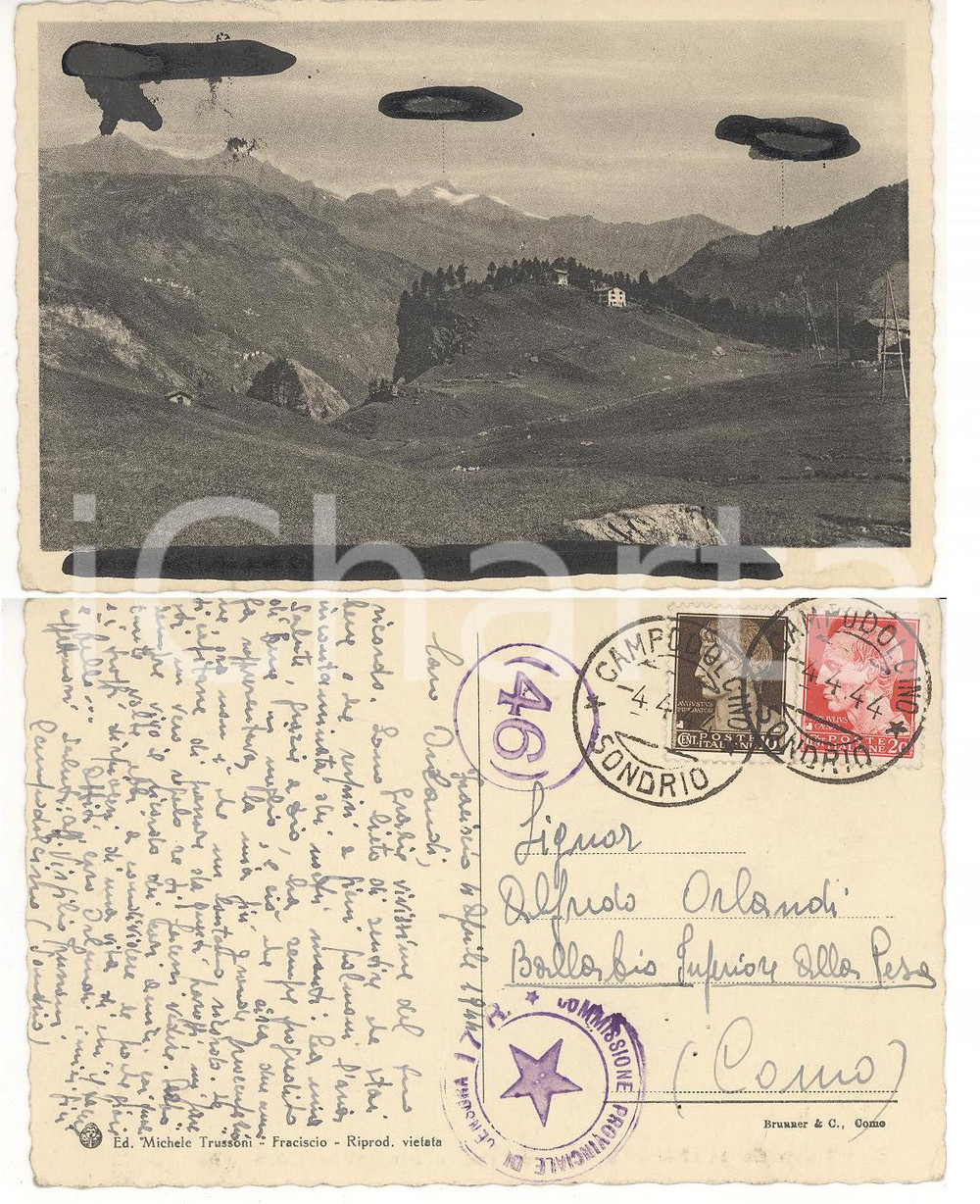 Cartolina originale da collezione 1944 RSI FRACISCIO / CAMPODOLCINO Cartolina Virgilio TRUSSONI TImbri CENSURA 17R 1