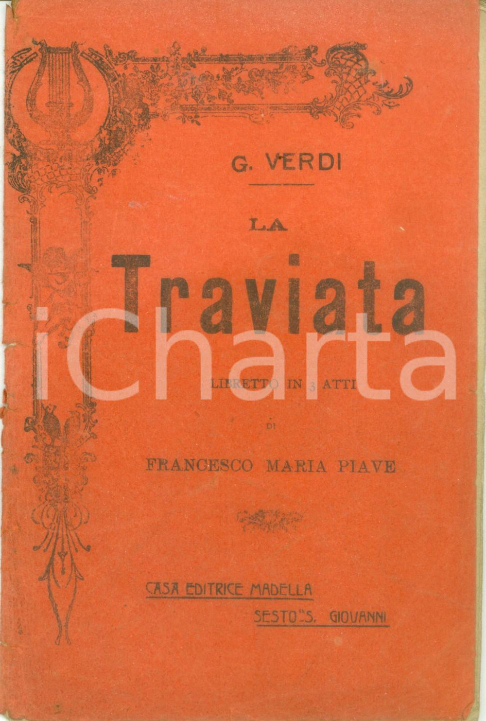 Oggetto da collezione cartaceo 1918 Giuseppe VERDI Francesco Maria PIAVE La Traviata Casa editrice MADELLA 1