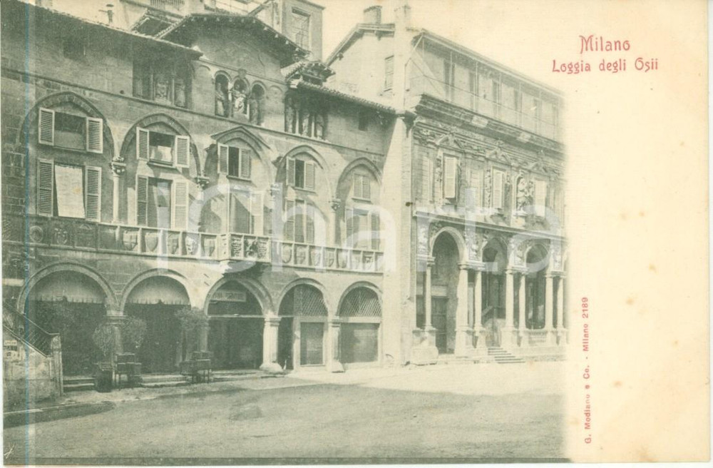Cartolina originale da collezione 1900 ca MILANO Veduta della Loggia degli OSII Cartolina FP NV 1