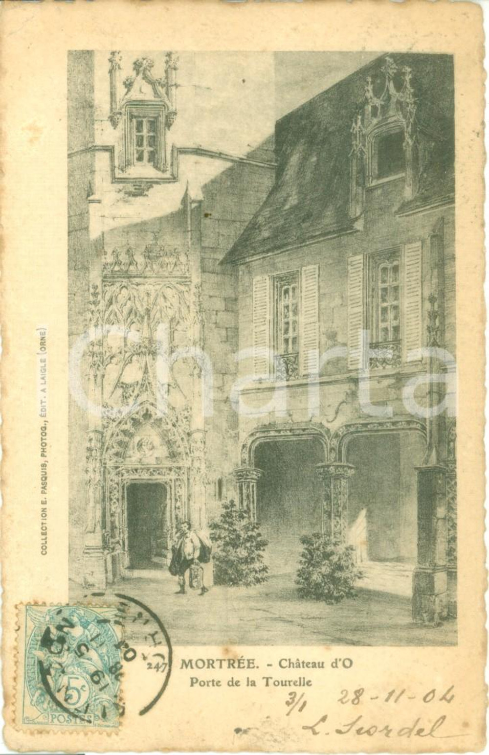 Cartolina originale da collezione 1904 MORTREE FRANCE Chateau d O Porte de la TOURELLE Cartolina FP VG 1