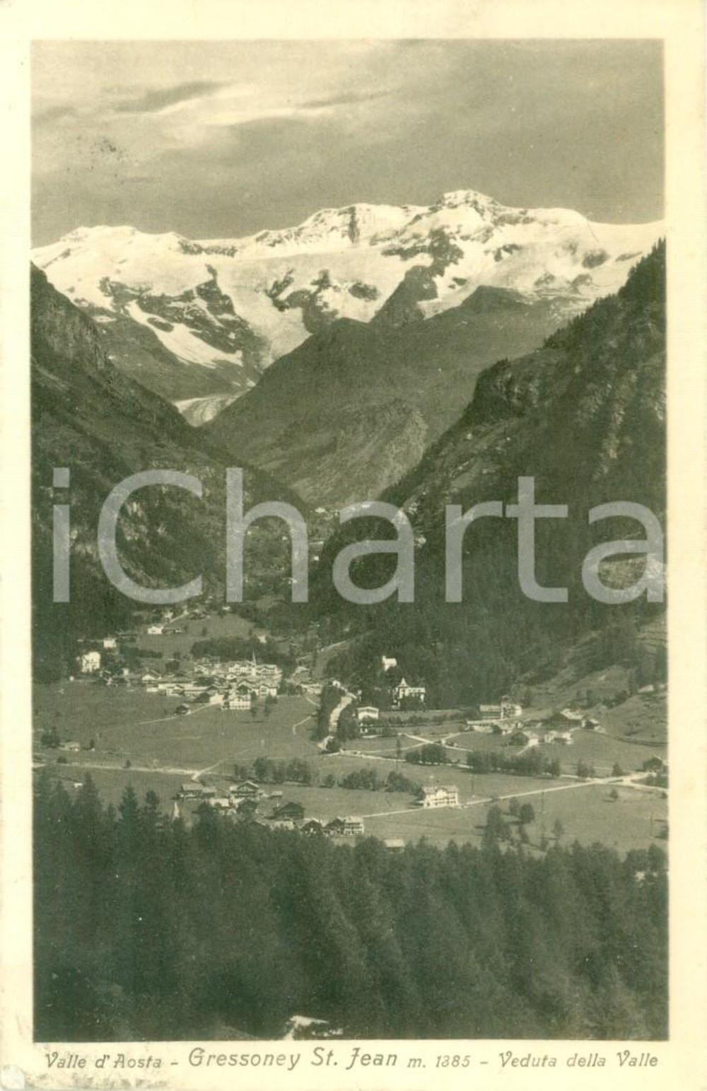 Cartolina originale da collezione 1927 GRESSONEYSAINTJEAN AO Veduta della Valle Cartolina FP VG 1