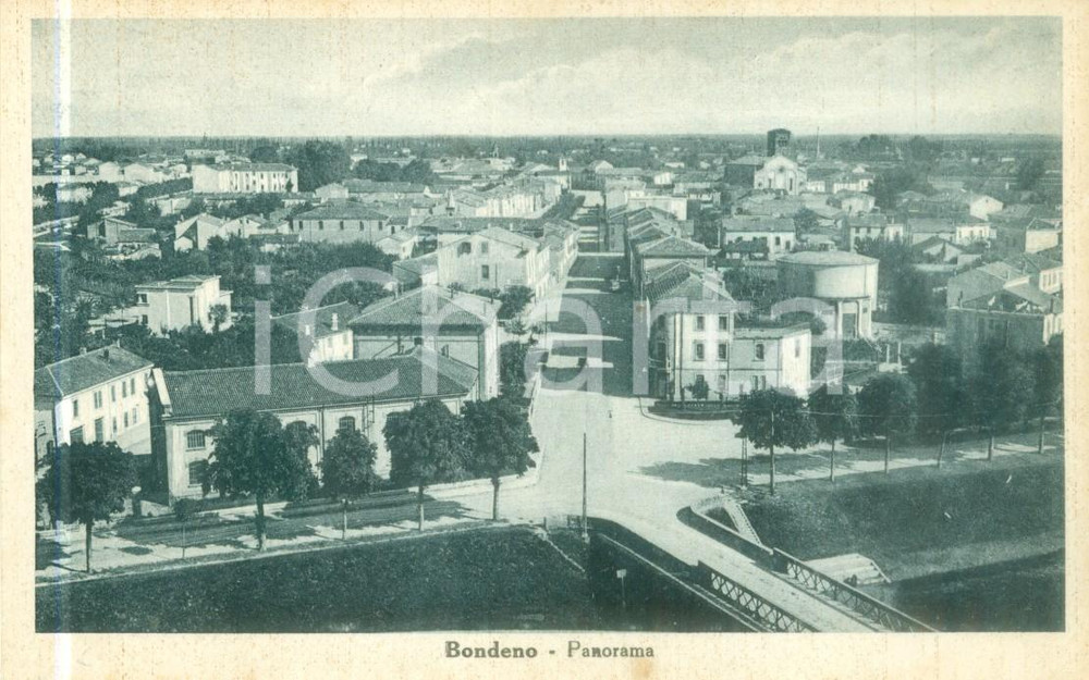Cartolina originale da collezione 1930 ca BONDENO FE Panorama delle vie del paese Cartolina FP NV 1
