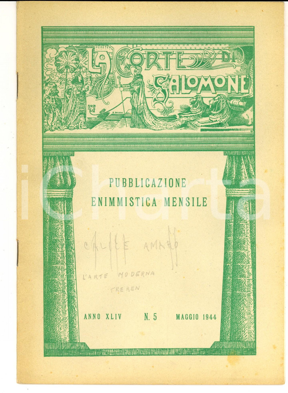 Giornale, rivista storica 1944 LA CORTE DI SALOMONE Pubblicazione enimmistica mensile Anno XLIV nÂ° 5 1