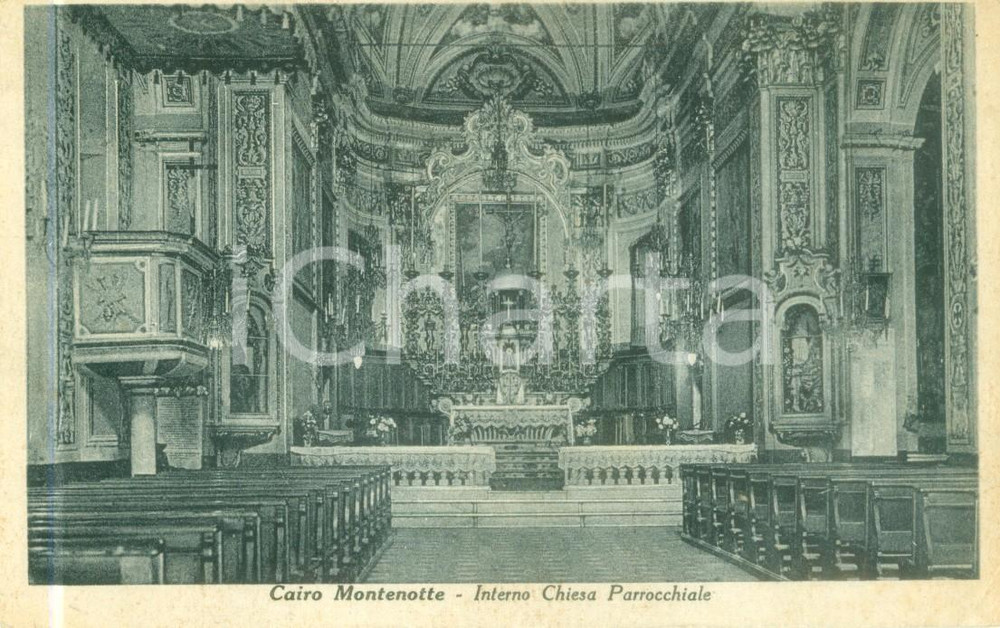 Cartolina originale da collezione 1933 CAIRO MONTENOTTE SV Interno della Chiesa parrocchiale Cartolina FP VG 1