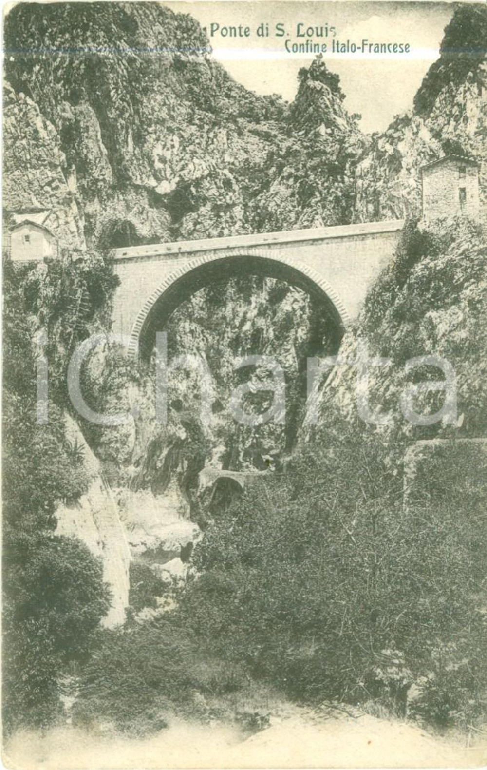 Cartolina originale da collezione 1930 ca VENTIMILIGA Il Ponte di SAINT LOUIS al confine italofrancese Cartolina 1