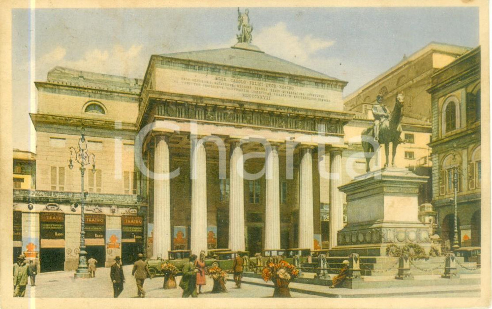 Cartolina originale da collezione 1935 GENOVA Piazza DE FERRARI Teatro Carlo Felice Cartolina ILLUSTRATA FP VG 1