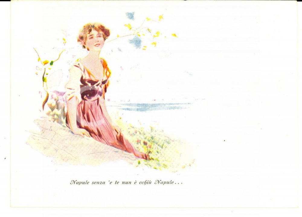 Cartolina originale da collezione 1955 ca TURISMO NAPOLI Cartolina canzone Napule senza  e te Pubblicitaria 1