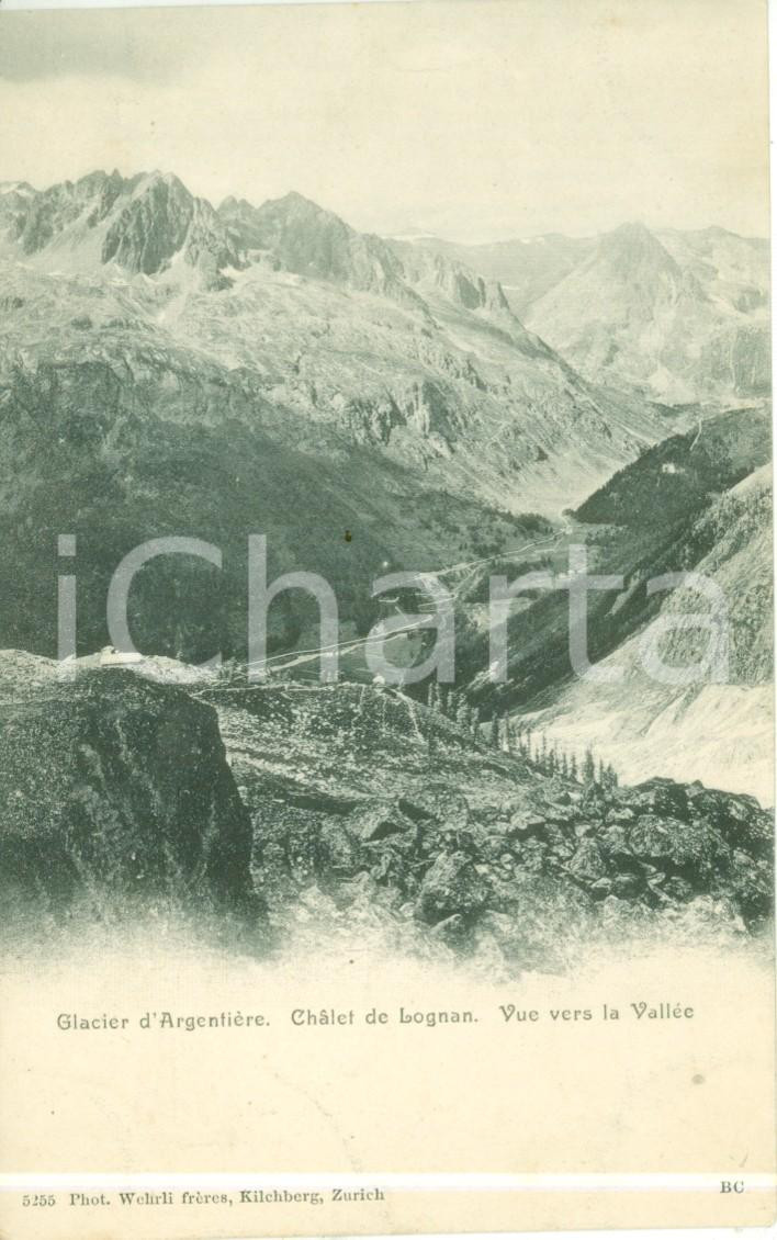 Cartolina originale da collezione 1900 ca GLACIER D ARGENTIERE Chalet de LOGNAN vers la VallÃ©e Cartolina FP NV 1