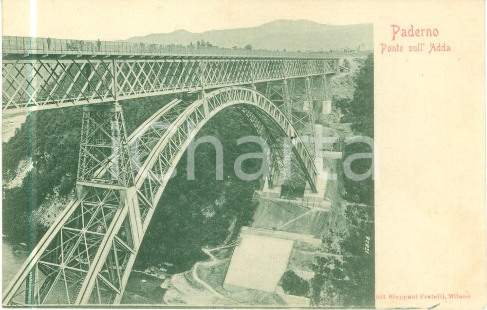 Cartolina originale da collezione 1900 ca PADERNO D ADDA LC Ponte SAN MICHELE sul fiume ADDA Cartolina FP NV 1