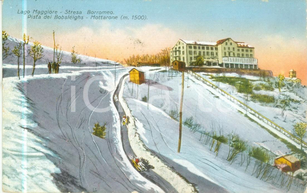 Cartolina originale da collezione 1932 STRESA VB Pista dei bobsleighs al MOTTARONE Cartolina FP VG 1