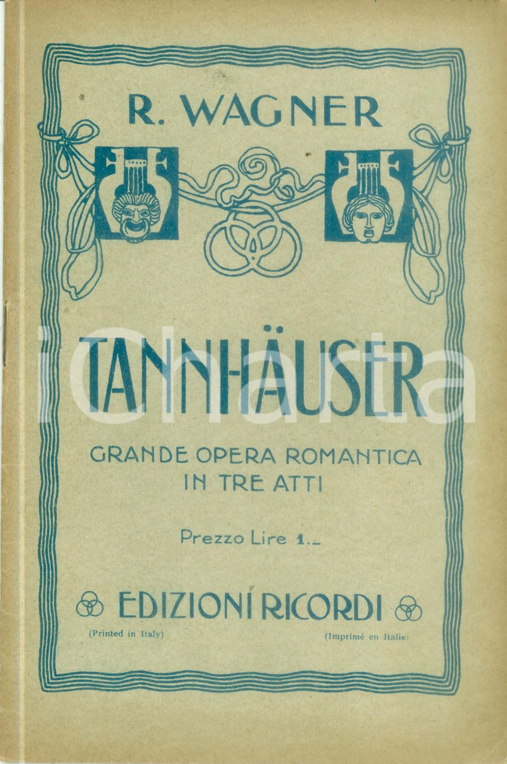 Oggetto da collezione cartaceo 1931 Riccardo WAGNER TannhÃ¤user Grande opera romantica Edizioni RICORDI 1