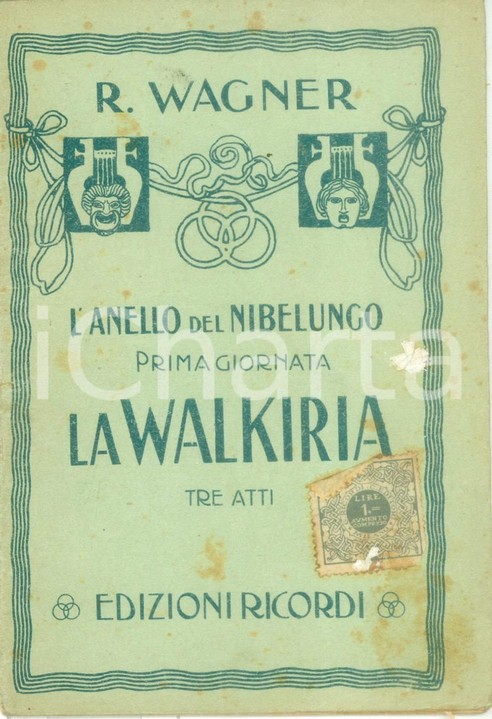 Oggetto da collezione cartaceo 1920 ca Riccardo WAGNER La Walkiria Anello del NIBELUNGO Edizioni RICORDI 1
