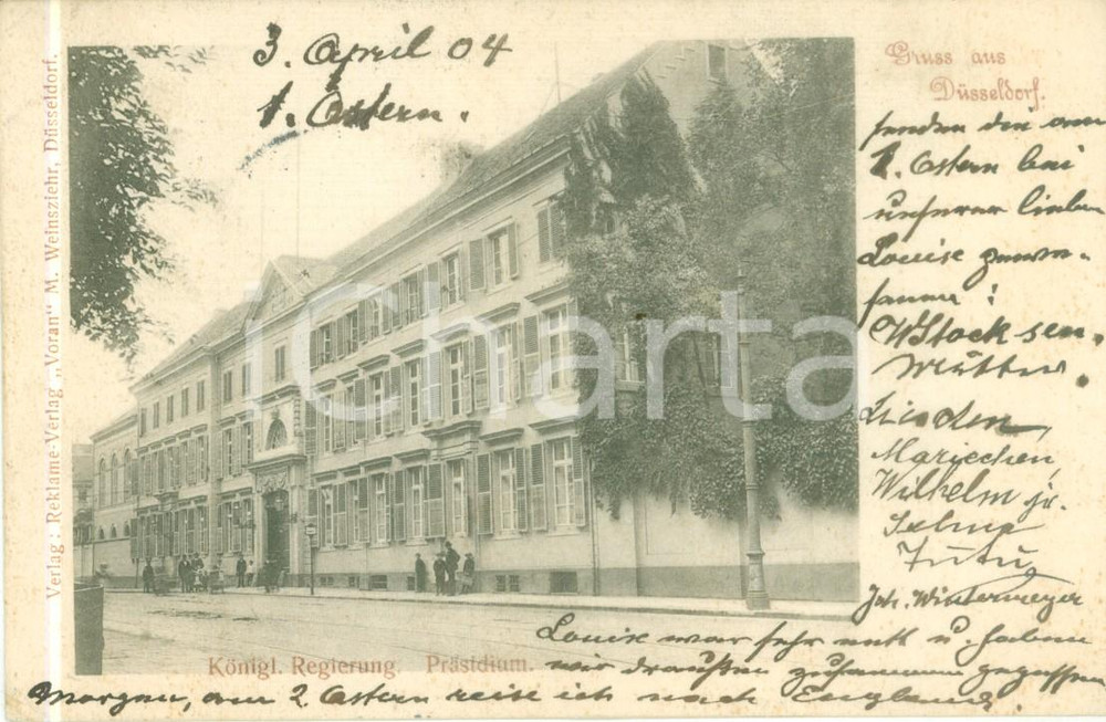 Cartolina originale da collezione 1904 DUSSELDORF GERMANIA Il Palazzo del PRASIDIUM Cartolina FP VG 1