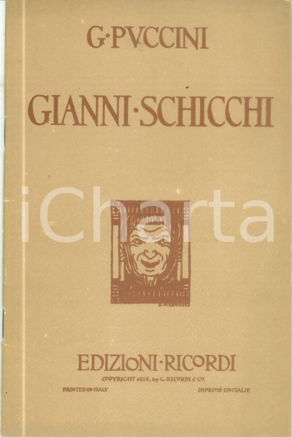 Oggetto da collezione cartaceo 1928 Giovacchino FORZANO Giacomo PUCCINI Gianni SCHICCHI Edizioni RICORDI 1