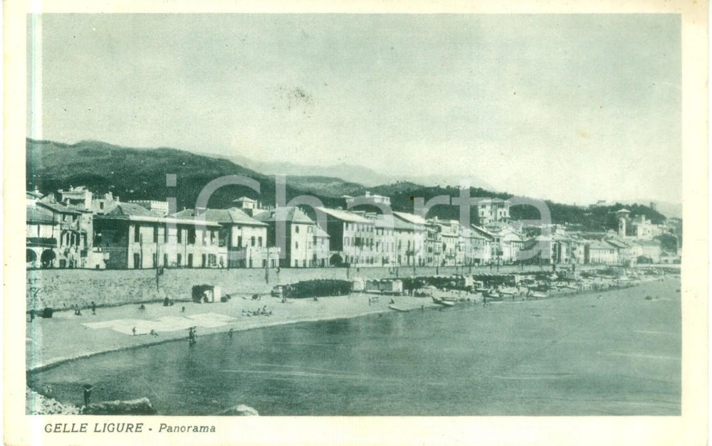 Cartolina originale da collezione 1935 ca CELLE LIGURE SV Panorama con bagnanti sulla spiaggia Cartolina FP NV 1