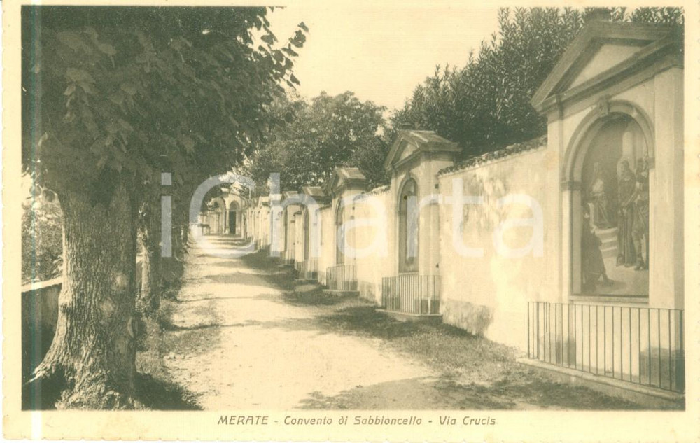 Cartolina originale da collezione 1935 ca MERATE LC Convento di SABBIONCELLO Via Crucis Cartolina FP VN 1