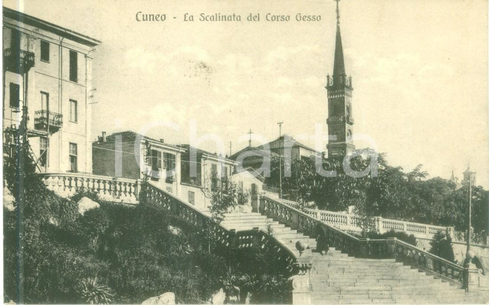 Cartolina originale da collezione 1931 CUNEO La scalinata del Corso GESSO Cartolina FP VG 1