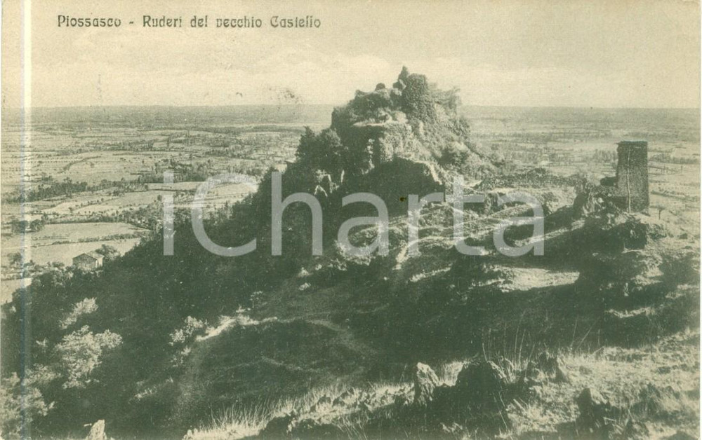 Cartolina originale da collezione 1916 PIOSSASCO TO I ruderi del vecchio Castello Cartolina FP VG 1