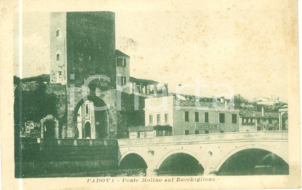 Cartolina originale da collezione 1916 PADOVA Ponte Molino sul BACCHIGLIONE CaffÃ¨ MORONI Cartolina FP VG 1