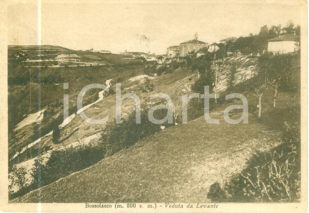 Cartolina originale da collezione 1934 BOSSOLASCO CN Veduta del paese da Levante Cartolina FG VG 1