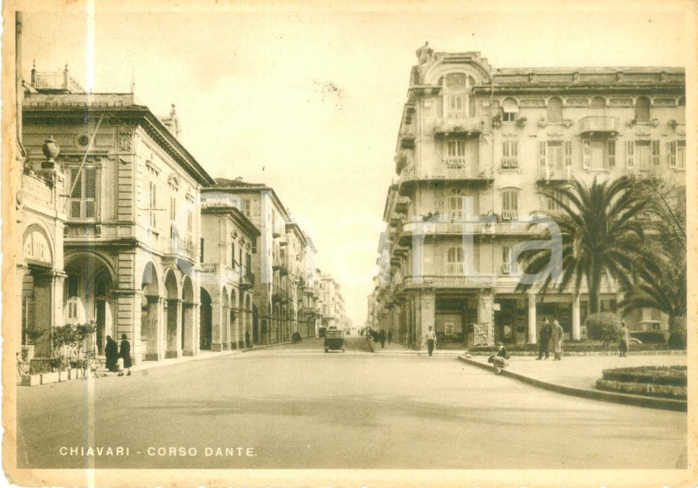 Cartolina originale da collezione 1940 CHIAVARI GE Veduta di Corso DANTE Cartolina ANIMATA FG VG 1