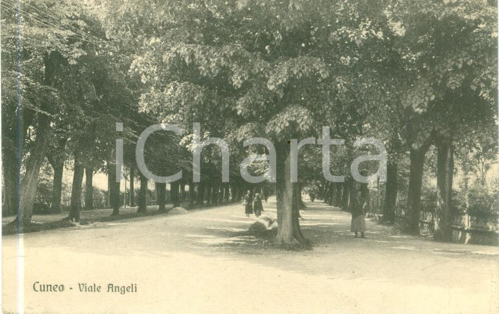 Cartolina originale da collezione 1928 CUNEO Donne a passeggio in Viale ANGELI Cartolina FP VG 1